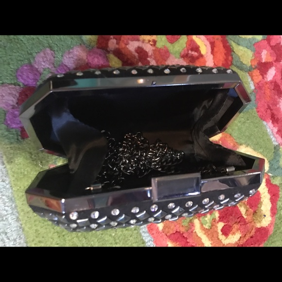 H&M black studded rhinestone clutch - Picture 2 of 3