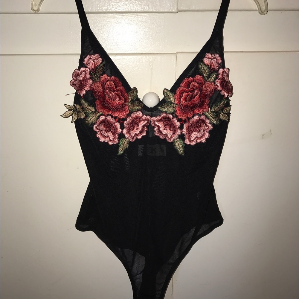LF rose embroidered bodysuit