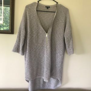Express Taupe Zip Front Sweater
