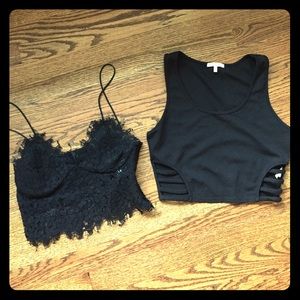 2 black cropped tops