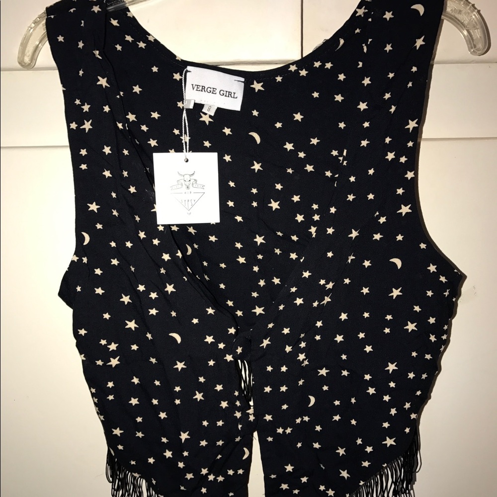 Verge Girl star design button front crop top