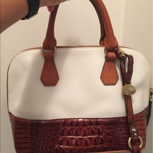 Brahmin handbag, White with Brown