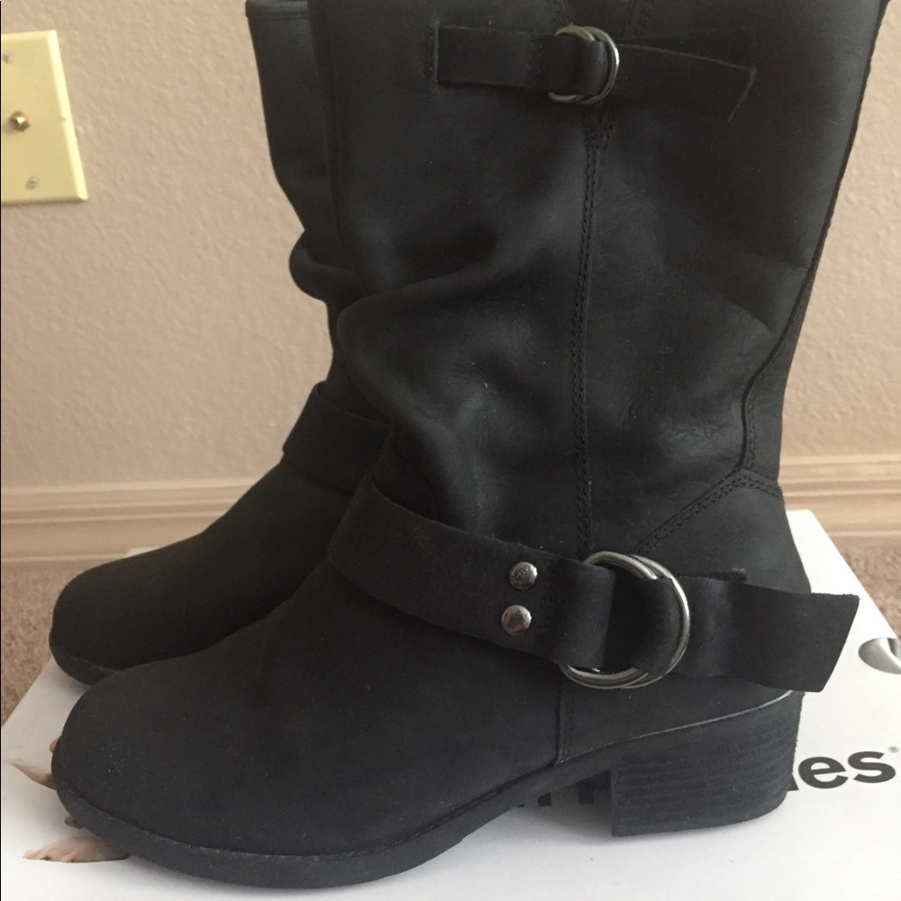 Hush Puppies Waterproof Black Biker Boots