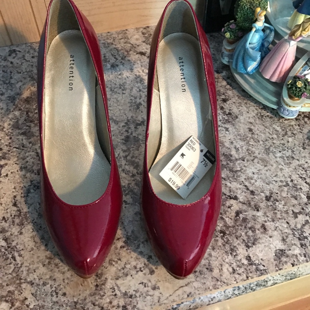 Red brand new pumps.