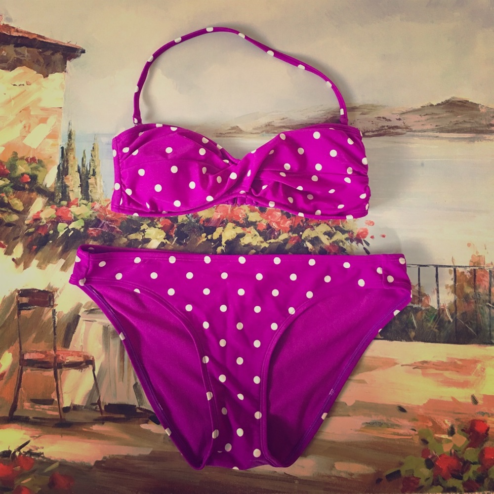 ☀️Arizona Jeans purple polka dot bikini