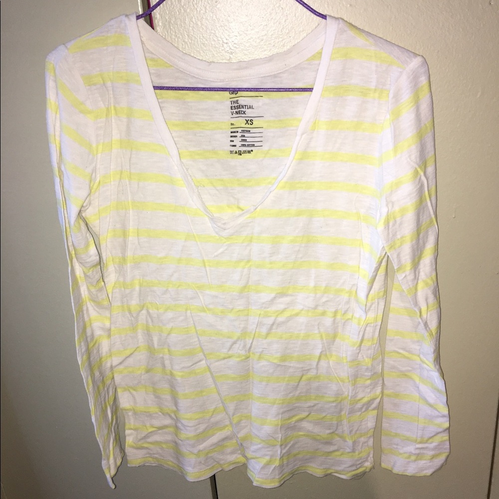 Gap yellow and white stripe long sleeve