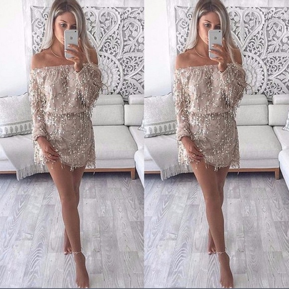 🎉HP!🎉LAST ONE! Sexy Gold Sequins/Fringe Dress - Picture 3 of 8