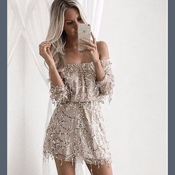 🎉HP!🎉LAST ONE! Sexy Gold Sequins/Fringe Dress - Picture 5 of 8