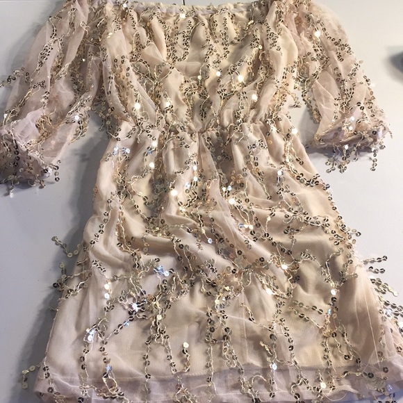 🎉HP!🎉LAST ONE! Sexy Gold Sequins/Fringe Dress - Picture 7 of 8