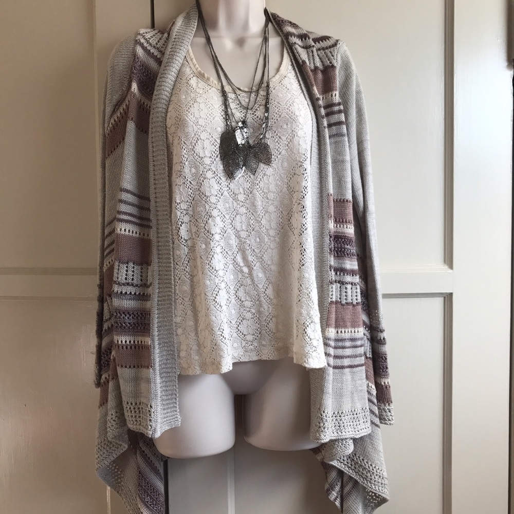 Charlotte Russe pink/ tan knit cardigan