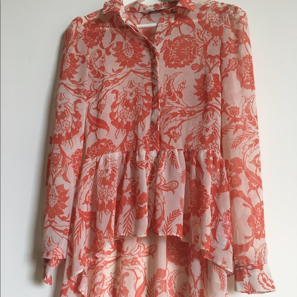 High low button down blouse