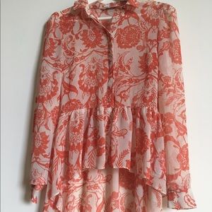 High low button down blouse