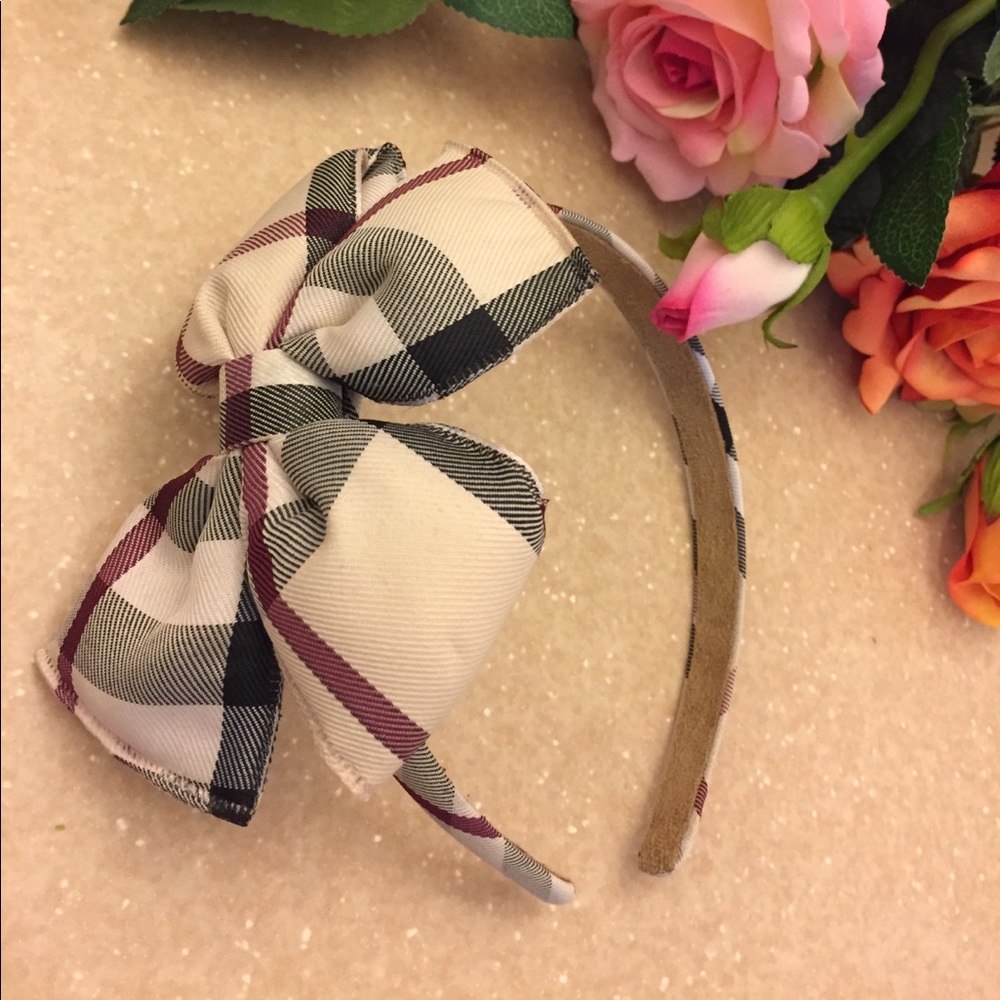 Red Beige and Black Headband with Bow