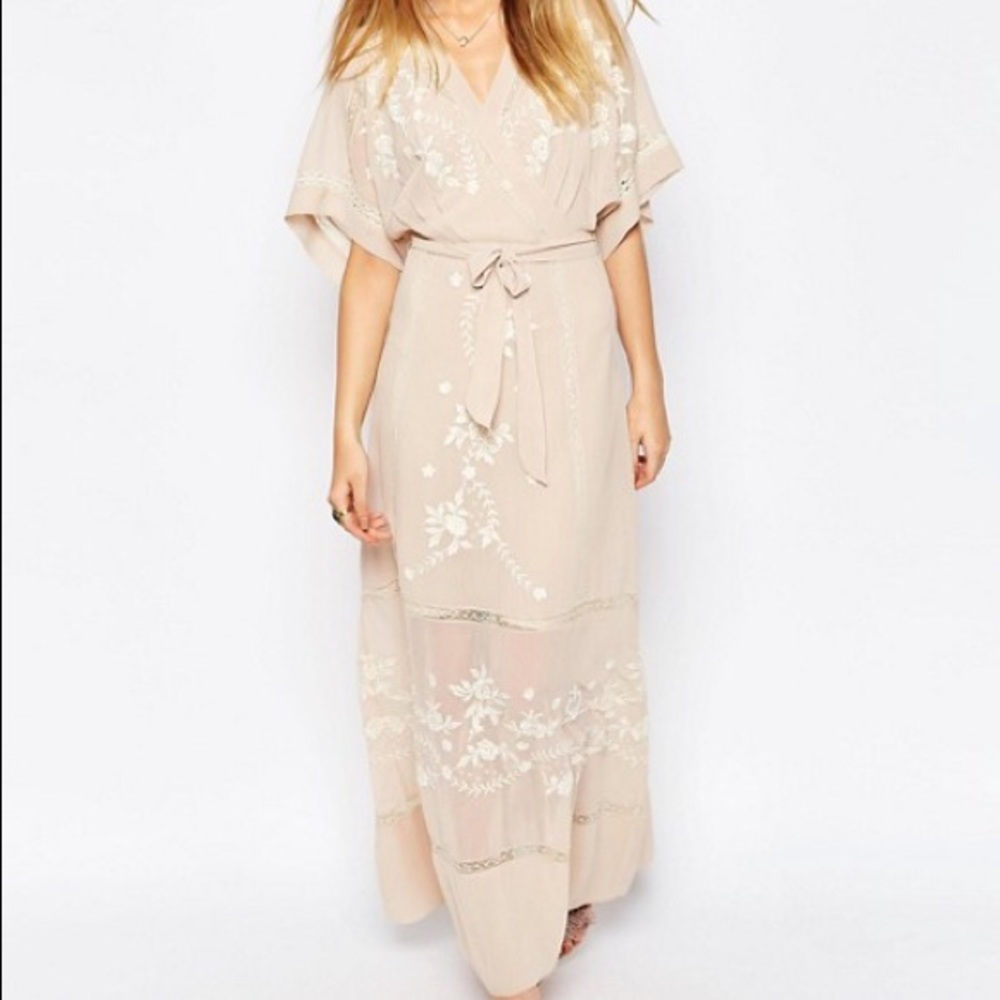 ASOS PREMIUM Embroidered Kimono Maxi Dress
