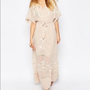 ASOS PREMIUM Embroidered Kimono Maxi Dress