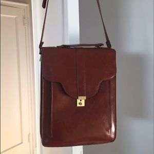 Brown Waxed Leather Shoulder Bag