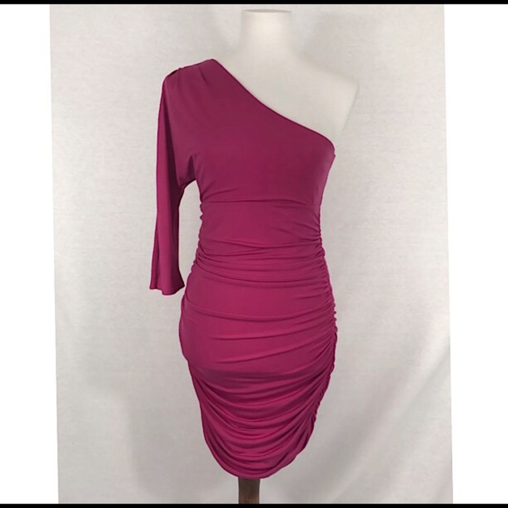 Express Pink One Shoulder Bodycon Dress Small