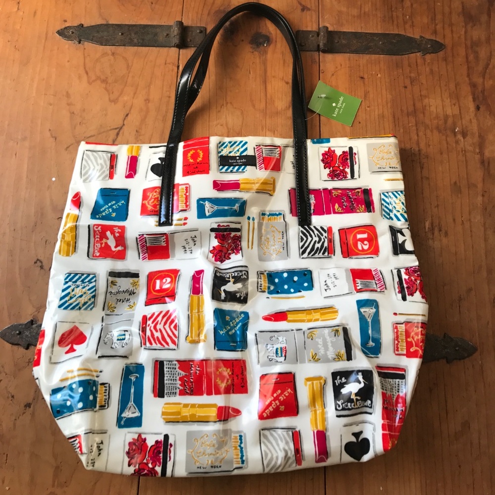 New with tags Kate Spade vinyl shopper tote bag.