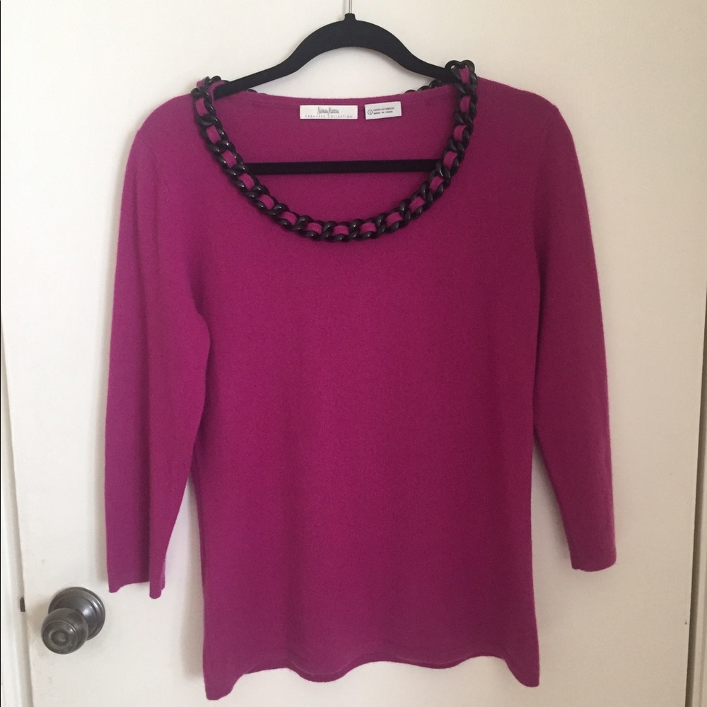 Neiman Marcus Embellished Cashmere Sweater