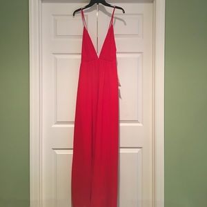 Low V Cut Red Dress