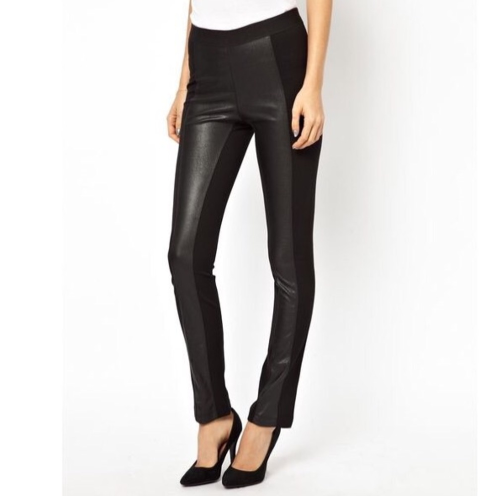 BCBG faux leather panel leggings