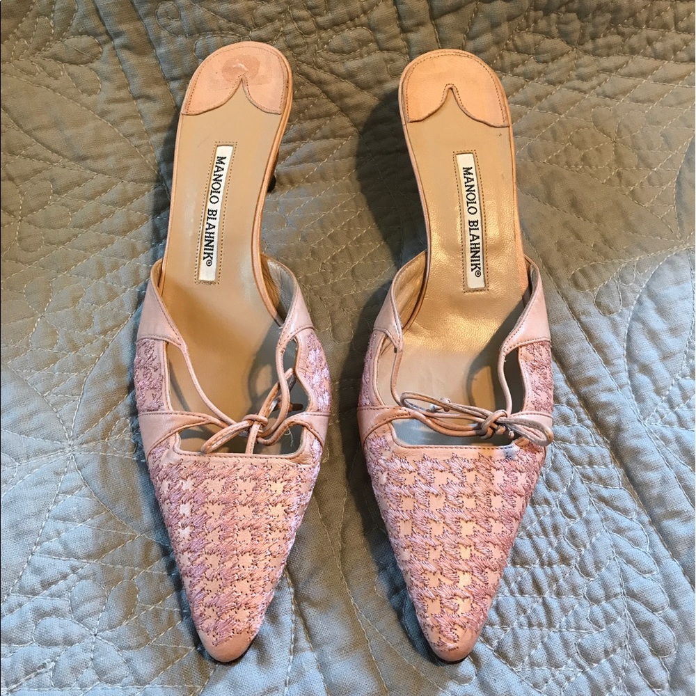 Manolo Blahnik Blush Pink Mules Size 9.5/ 39.5