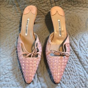 Manolo Blahnik Blush Pink Mules Size 9.5/ 39.5
