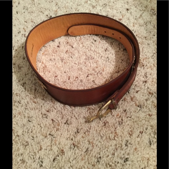 Vintage Leather Belt with metal Horse Adornment. main image 4