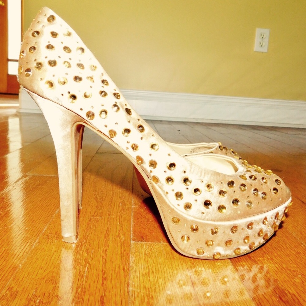 Gianni Bini Gold Studded Heels