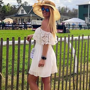 Off the should white lace dress