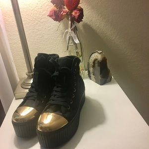 Jeffery Campbell HIYA Platform Sneakers Gold