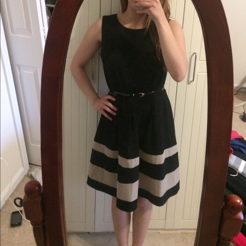 Fit & Flare Midi Dress w/ Belt