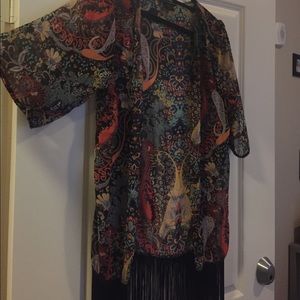 Fringe kimono