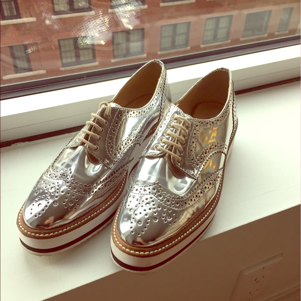 ZARA Metallic Platform Bluchers