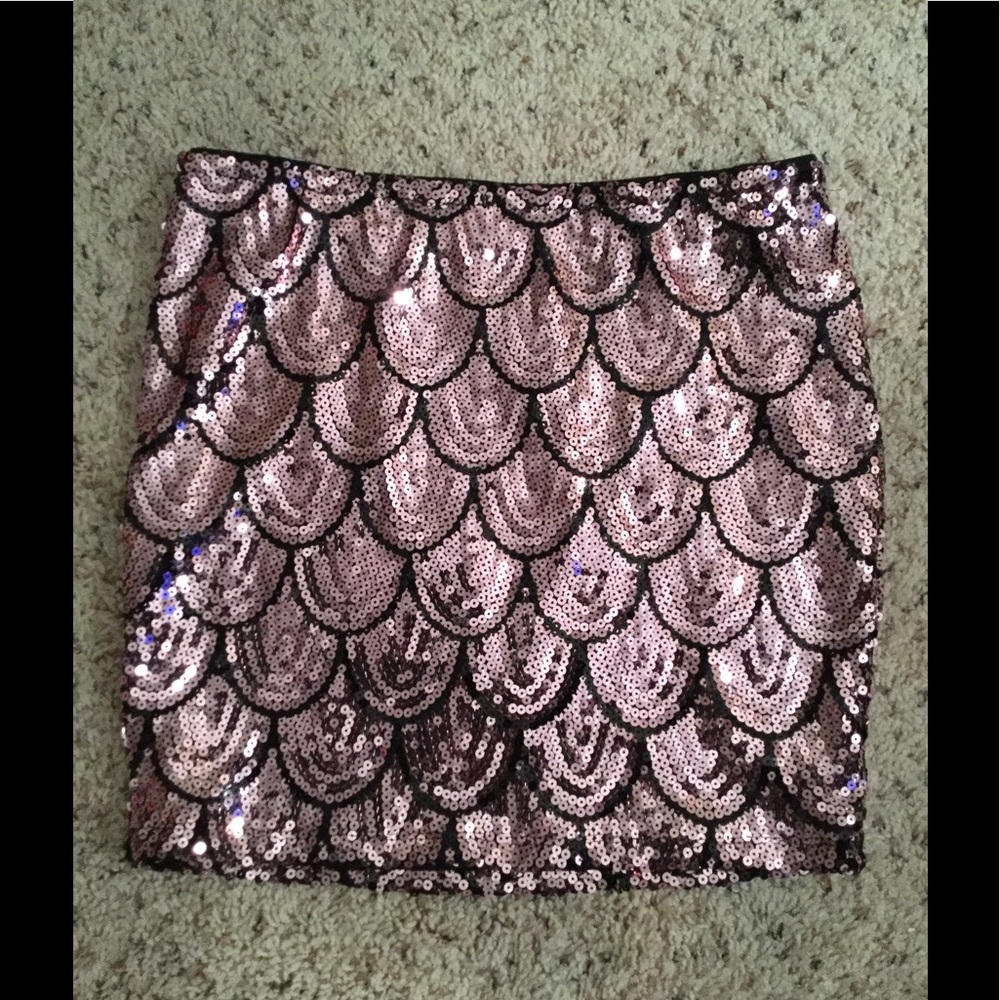 Pink Sequin Mini Skirt