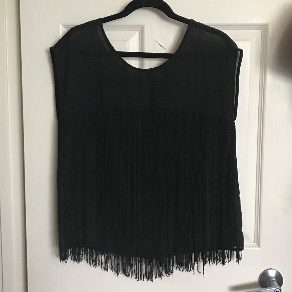 Black Fringe Top