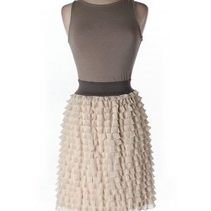 Zara ruffled dress brown cream sz medium