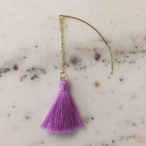 "Faye" Earrings || Purple Fringe Tassel Statement - Picture 4 of 9