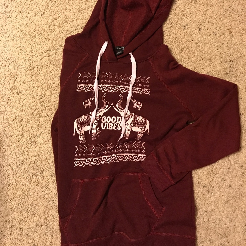 Maroon "Good Vibes" hoodie