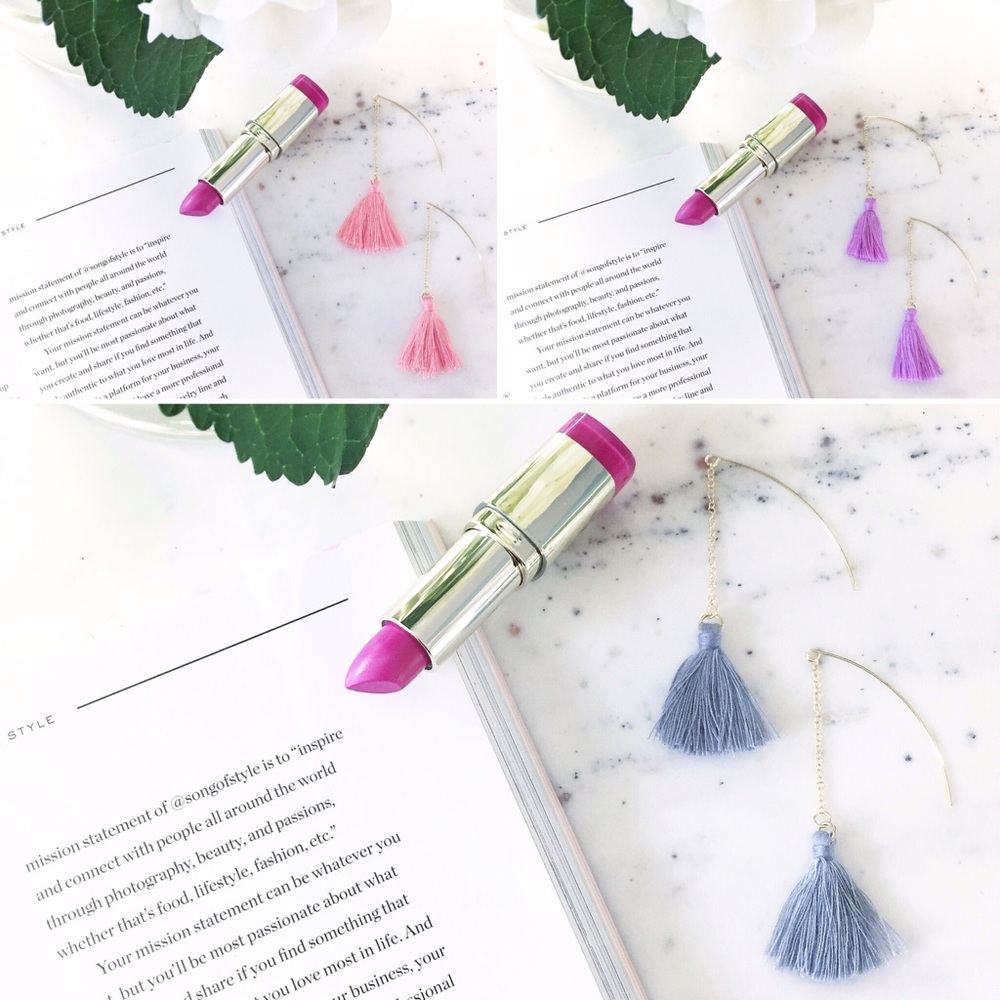 "Faye" Earrings || Coral Fringe Tassel Statement - Picture 7 of 9