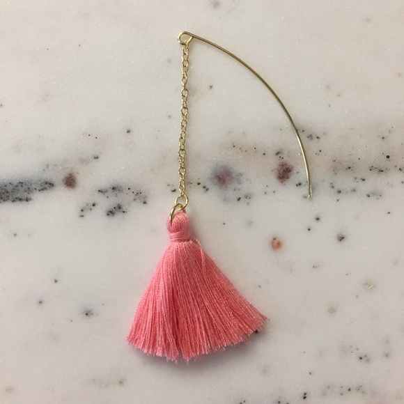 "Faye" Earrings || Coral Fringe Tassel Statement - Picture 4 of 9
