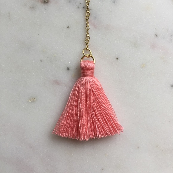 "Faye" Earrings || Coral Fringe Tassel Statement - Picture 5 of 9