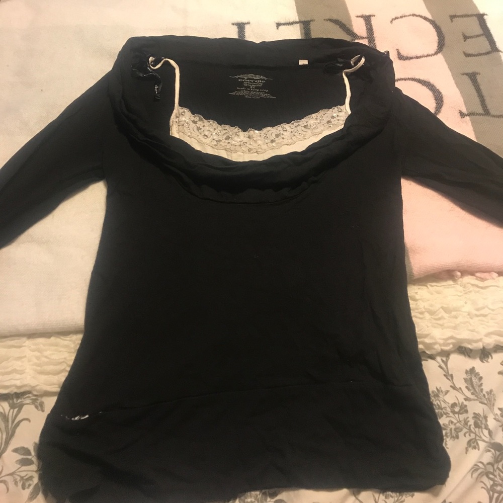 Black cowl neck blouse