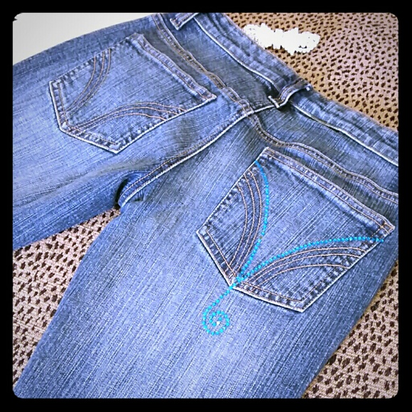 Custom sequined FUN LIGHT DISTRESSED JEANS SZ 27 - Picture 4 of 4