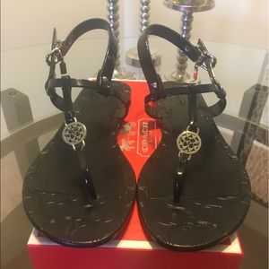 Black Coach monogram sandals