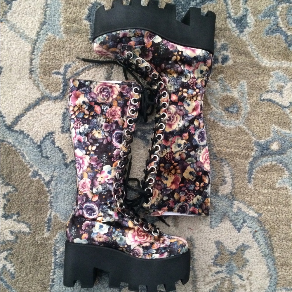 Current Mood velvet platform boots.