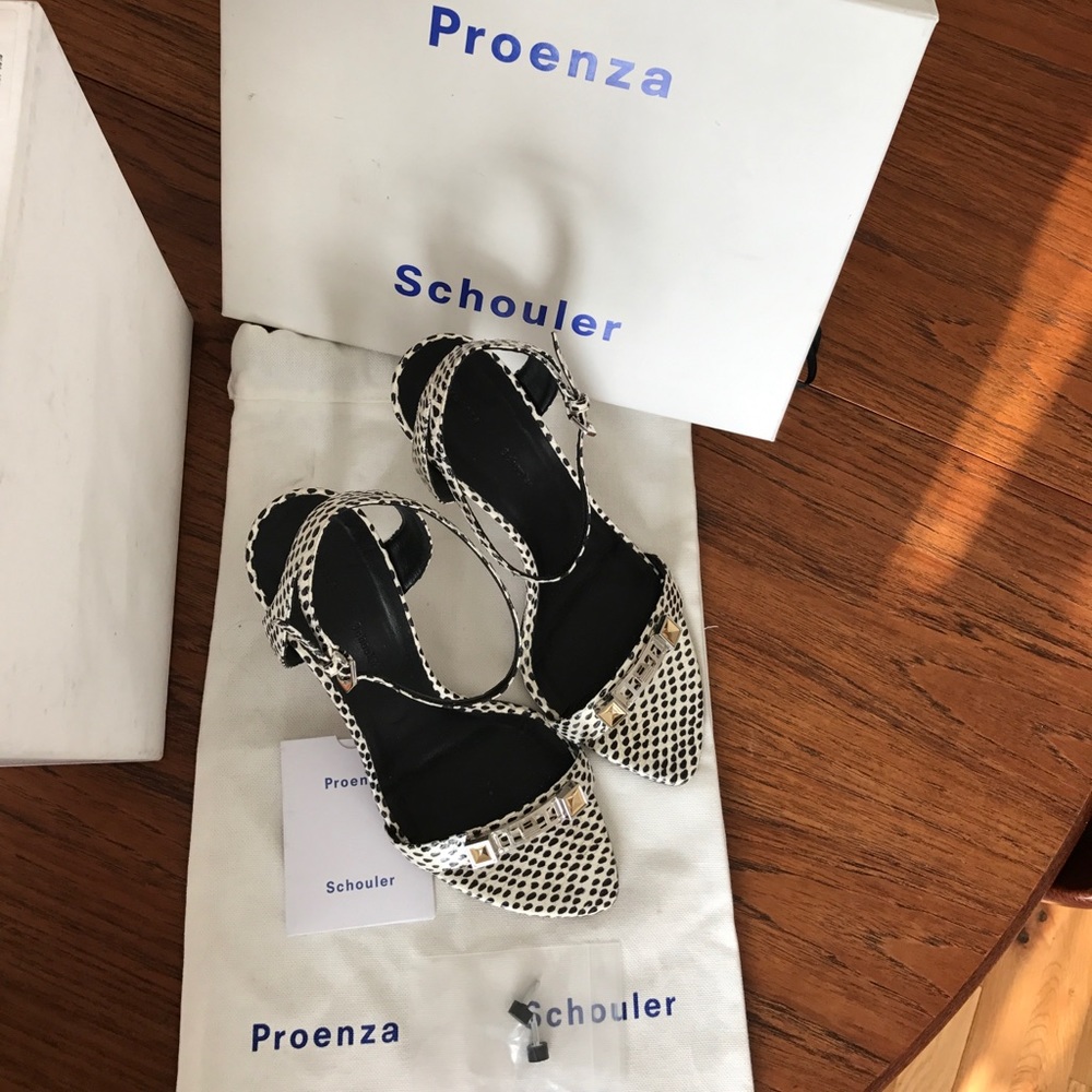 Proenza Schouler stiletto- black/ white snakeskin