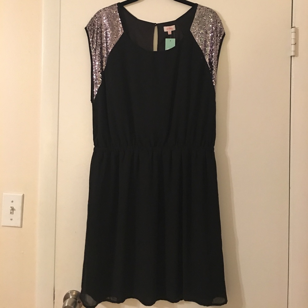 Pixley Sparkly Silver and Black Dress