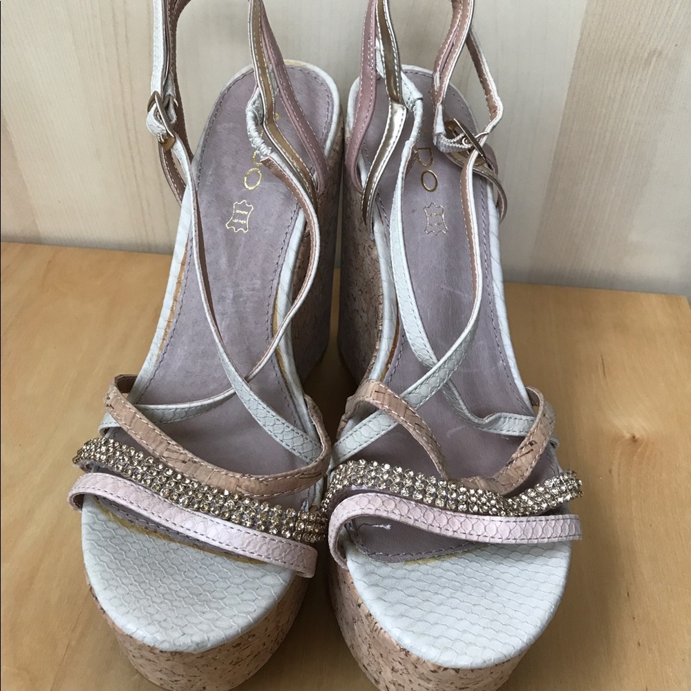 ALDO Womens 9 Shoes Cork Wedge Platform Sandals