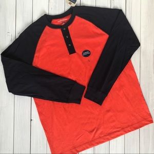 Saddlebred Orange & Navy Henley Raglan Tee